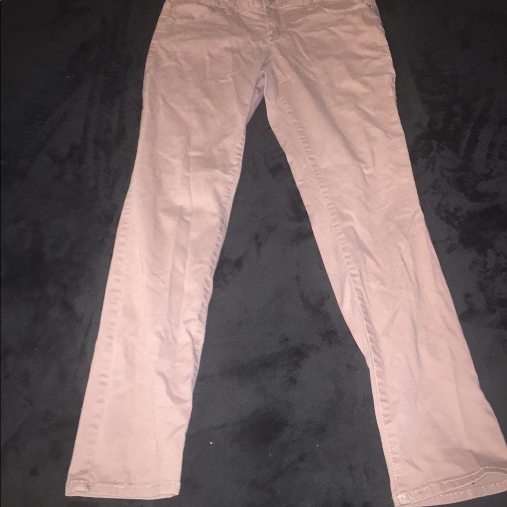 Blush colored skinny jeans